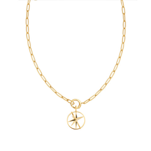 Gold Link Charm Chain Connector Necklace